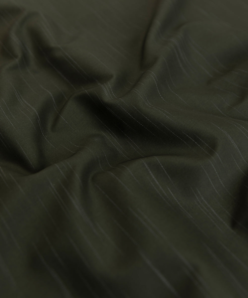 Men's Unstitched Luxury Egyptian Cotton Dark Olive Full Suit Fabric