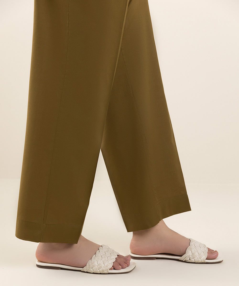 Women's Pret Textured Lawn Brown Dyed Straight Pants