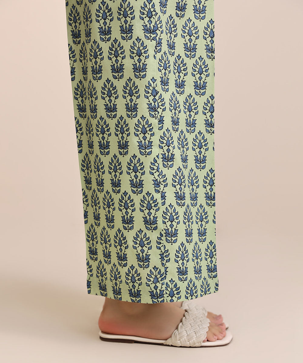 Women's Pret Cotton Viscose Green Printed Culottes