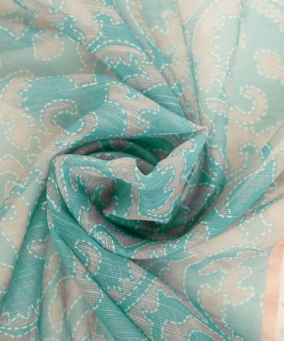 Blended Raw Net Blue Printed Dupatta