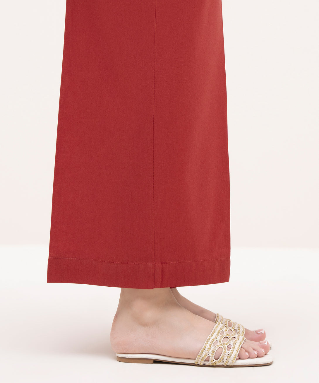 Women's RTW Cotton Viscose Red Solid Culottes