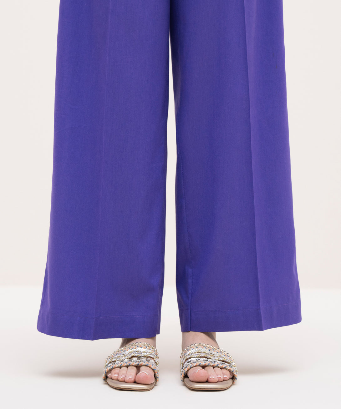 Women's RTW Cotton Viscose Purple Solid Culottes