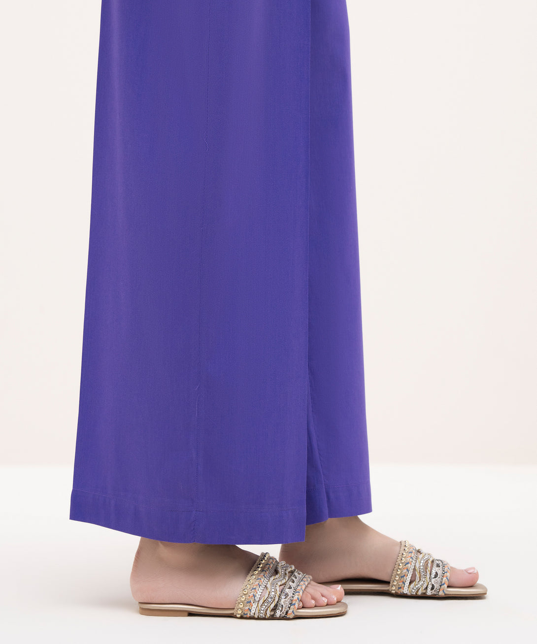 Women's RTW Cotton Viscose Purple Solid Culottes