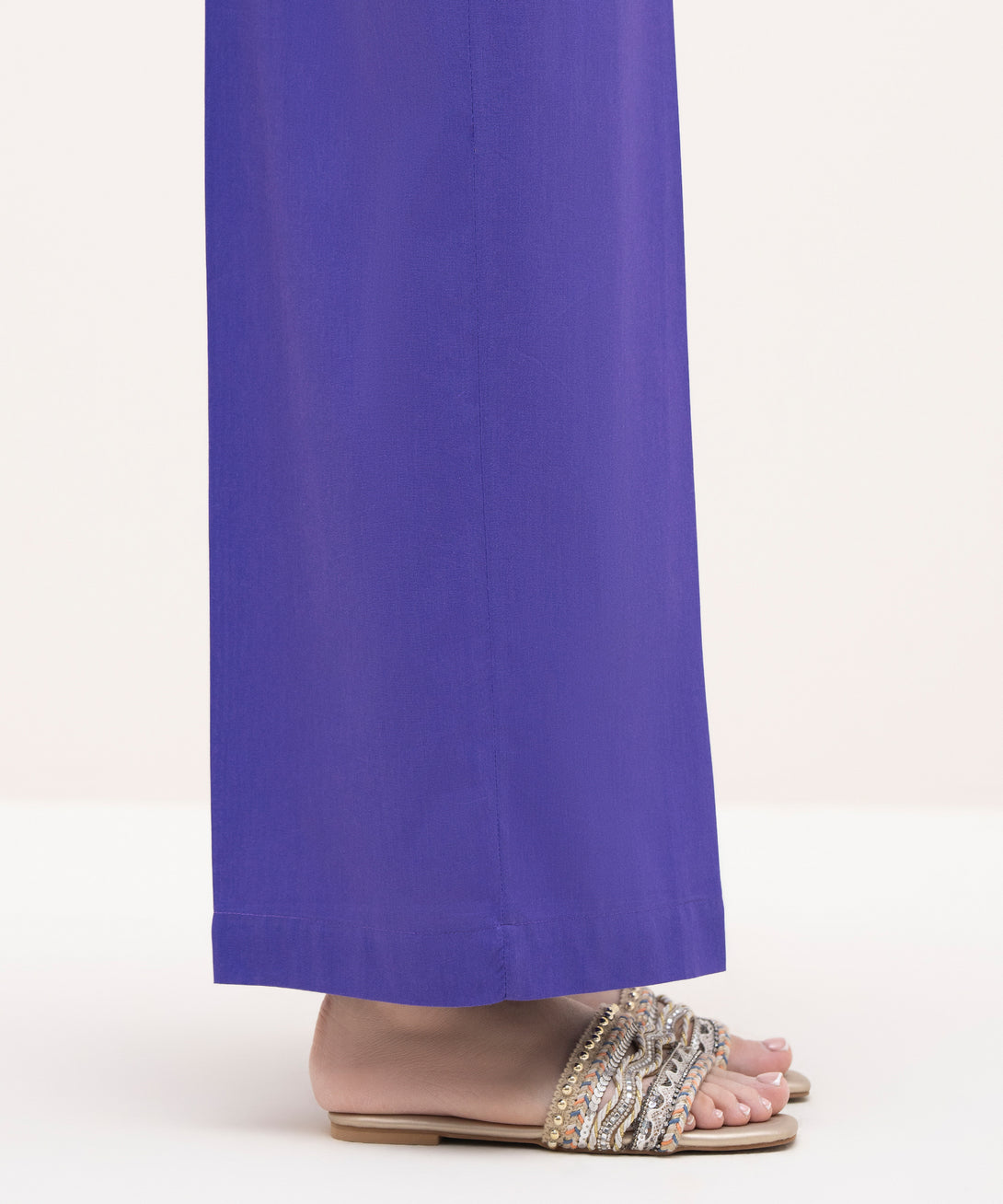 Women's RTW Cotton Viscose Purple Solid Culottes