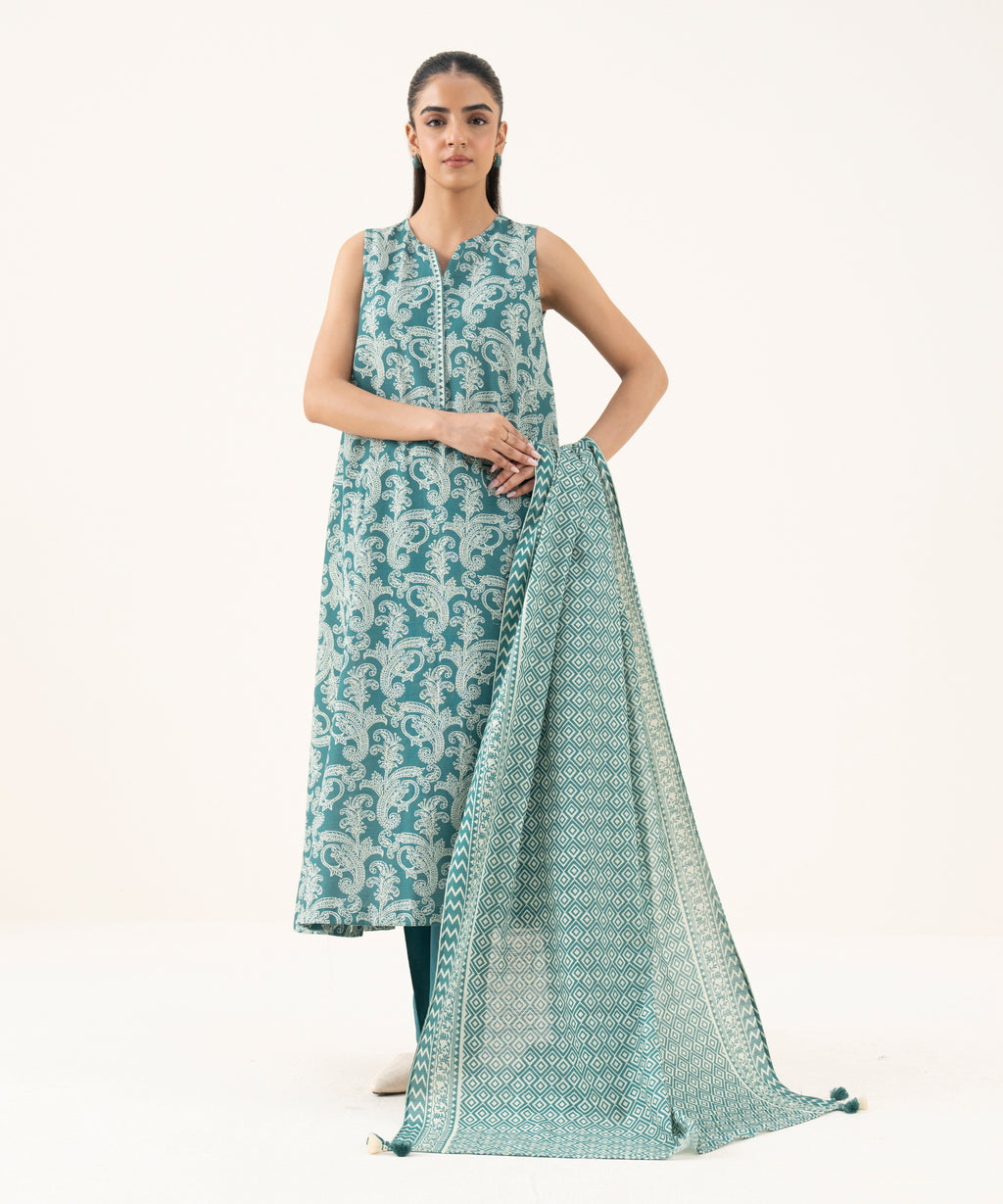 Women's Unstitched Lawn Printed Multi Three Piece Suit