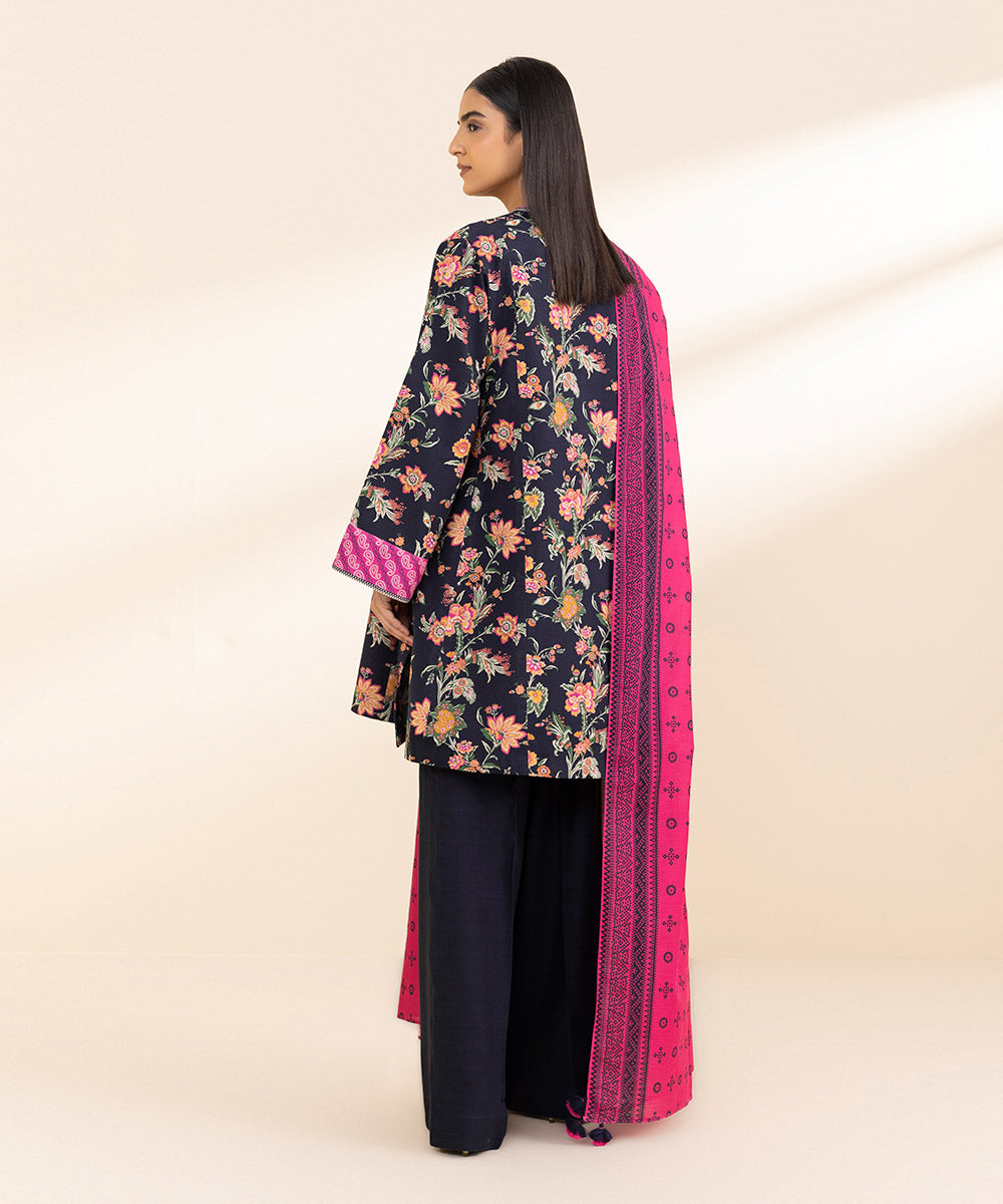 Women's Unstitched Khaddar Printed Multi 3 Piece Suit