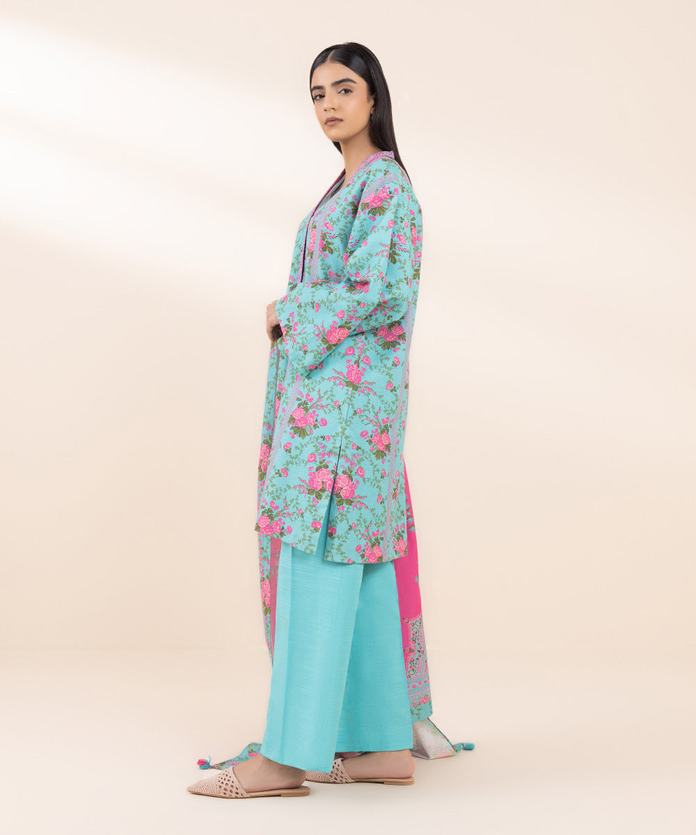 Women's Unstitched Printed Light Khaddar Three Piece Suit