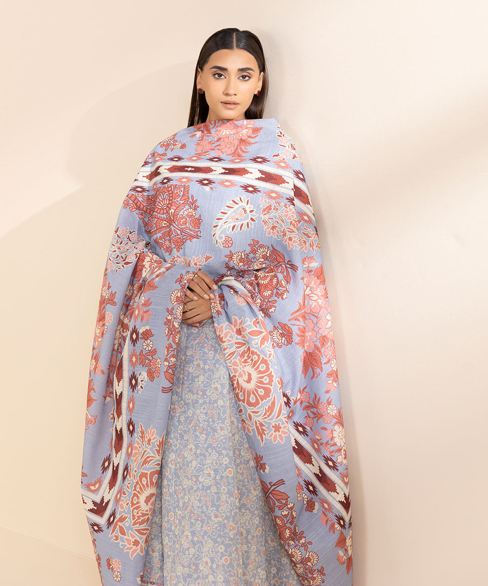 Women's Unstitched Printed Light Khaddar Three Piece Suit