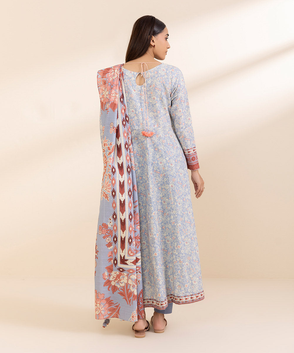 Women's Unstitched Printed Light Khaddar Three Piece Suit