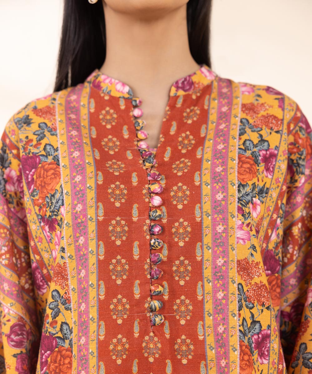 Women's Unstitched Khaddar Printed Multi 3 Piece Suit