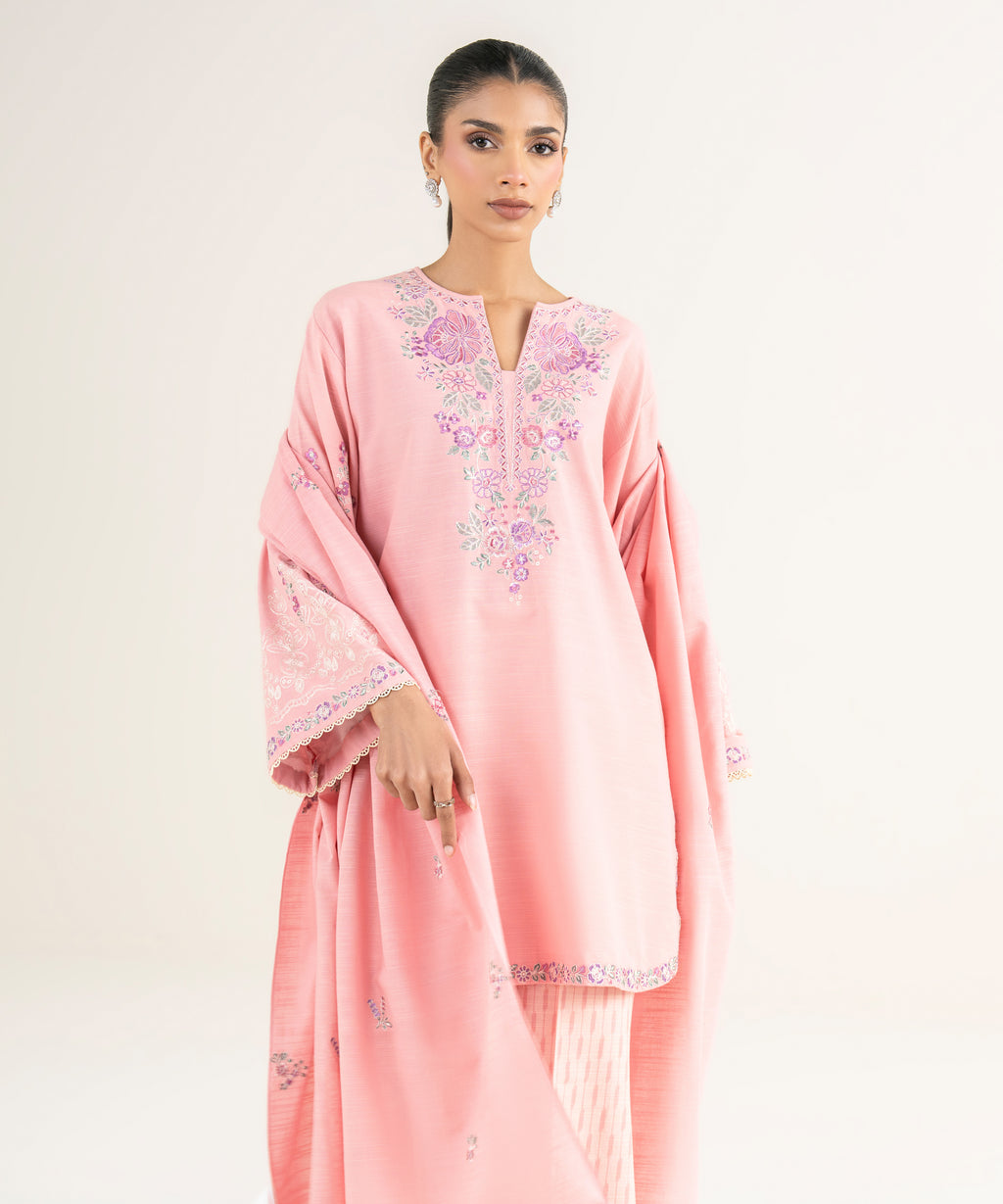 3 Piece - Embroidered Cotton Suit