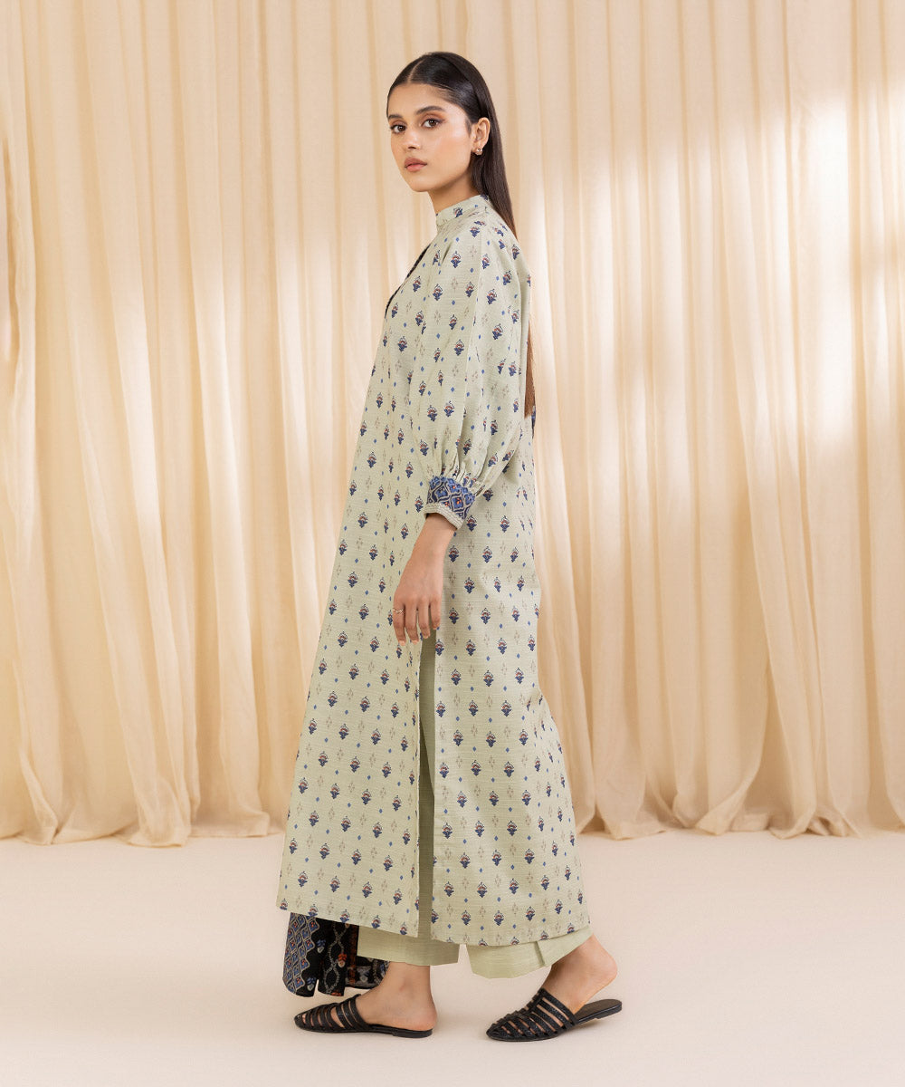 Women's Unstitched Printed Classic Gray Khaddar Three Piece Suit