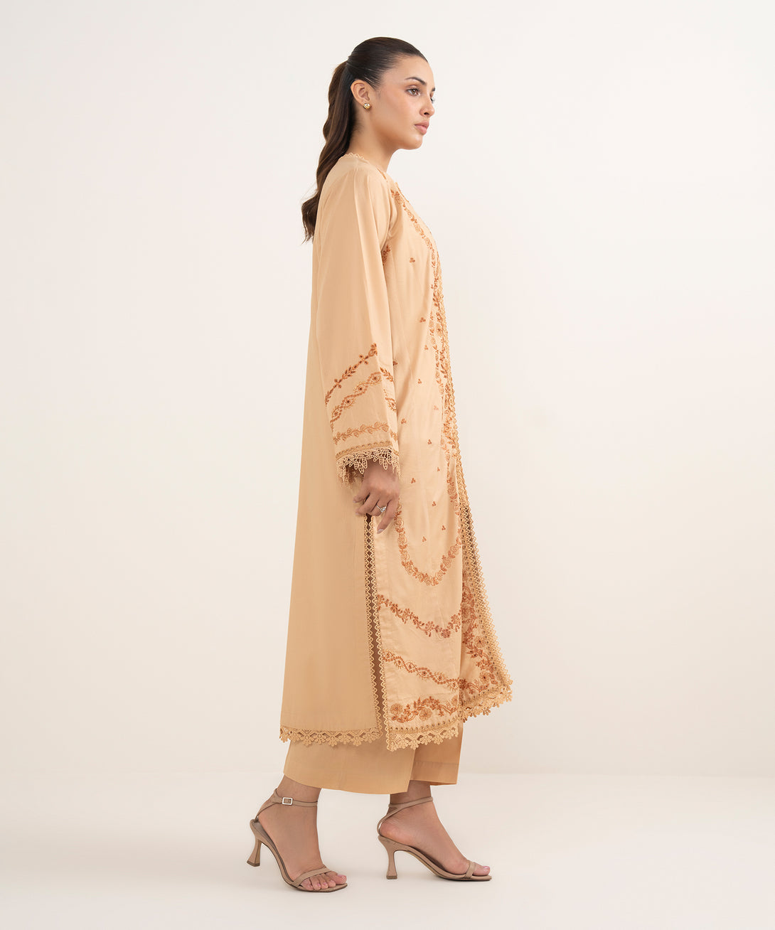 Women's RTW Cambric Brown Dyed Aline Shirt