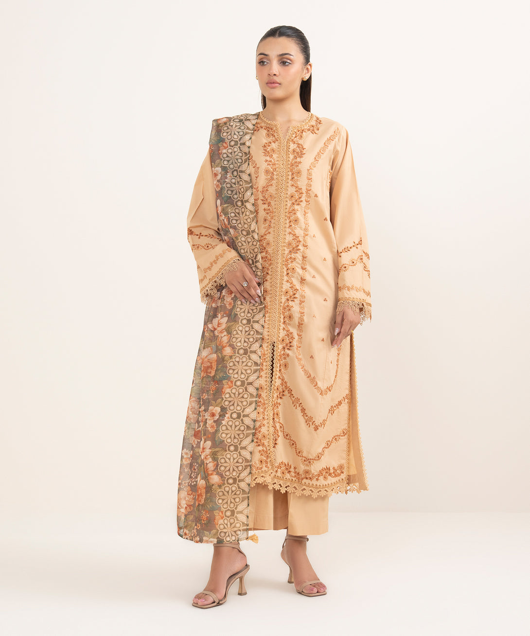 Women's RTW Cambric Brown Dyed Aline Shirt