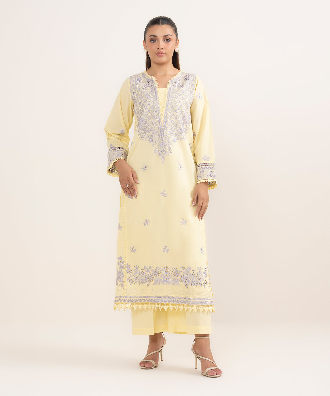 Women's RTW Cambric Lime Yellow Dyed Aline Shirt