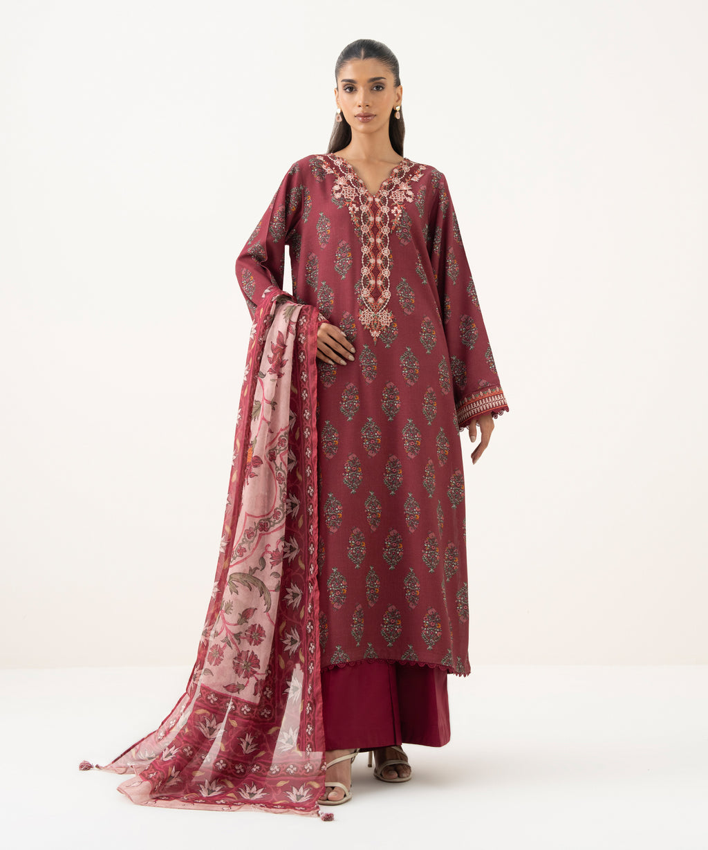 Blended Tissue Printed Red Dupatta