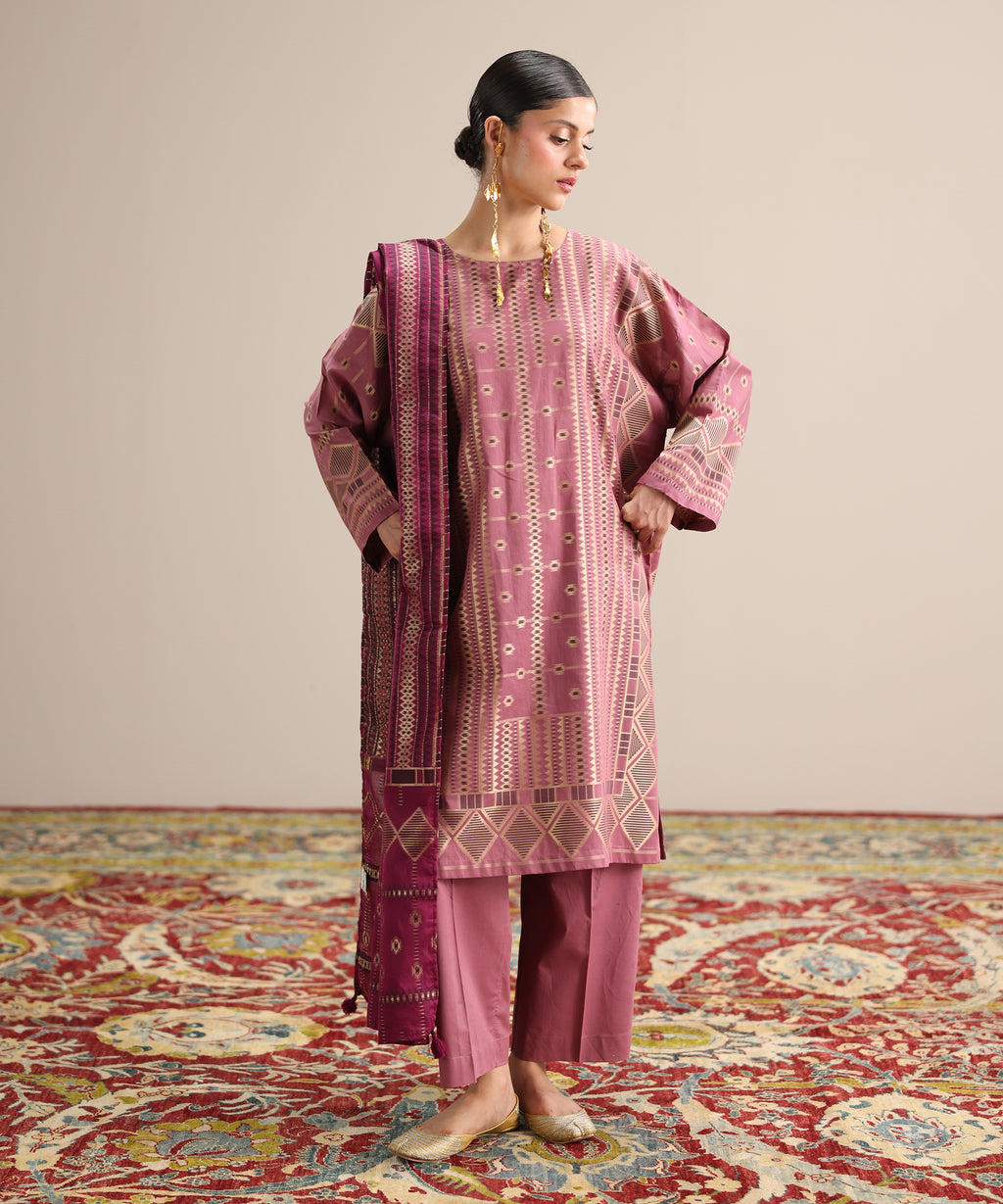 Extra Weft Jacquard Purple Solid Dupatta
