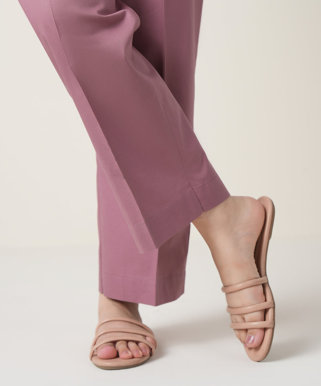 Women's RTW Cambric Pink Solid Trousers