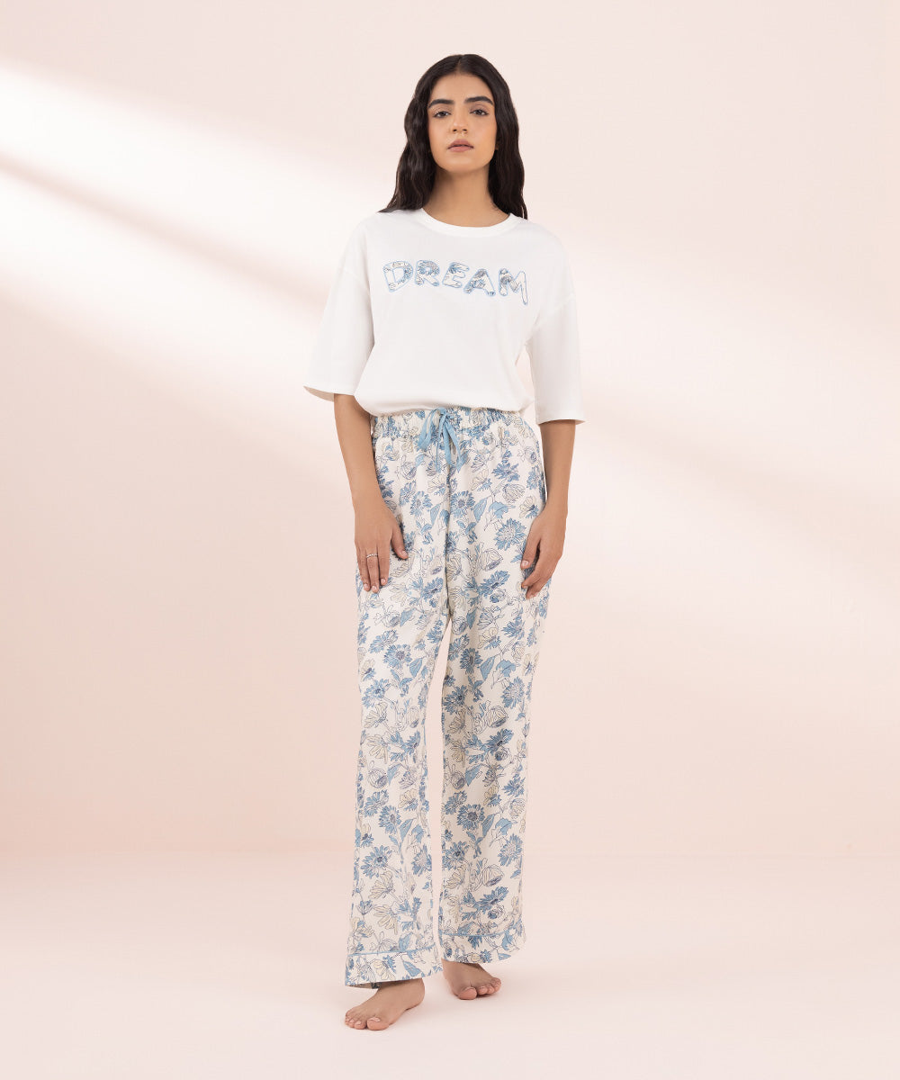 Women's Sleepwear Printed Viscose Trousers