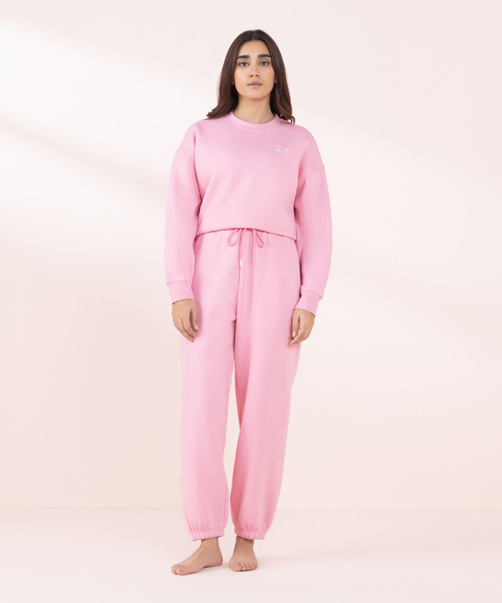 Women's Sleepwear Pink Loose-Fit Jogging Trousers