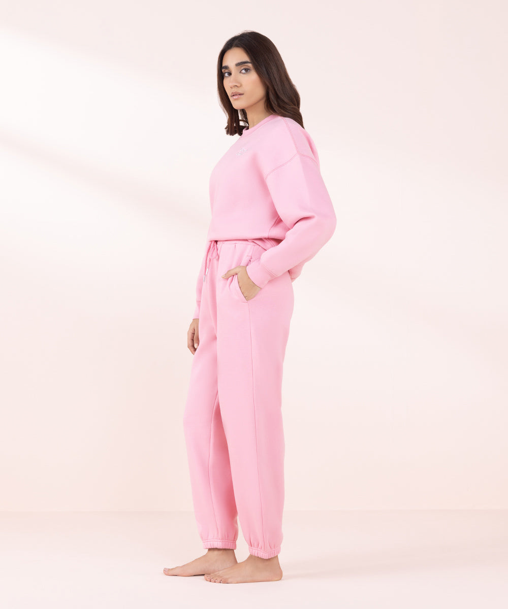 Women's Sleepwear Pink Loose-Fit Jogging Trousers