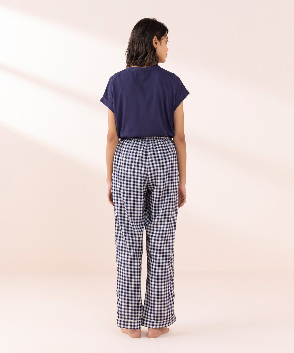 Women's Sleepwear Blue Printed Viscose Trousers