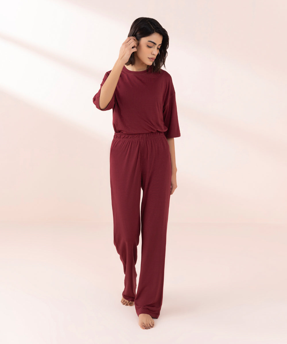 Women's Sleepwear Red Modal Trouserss