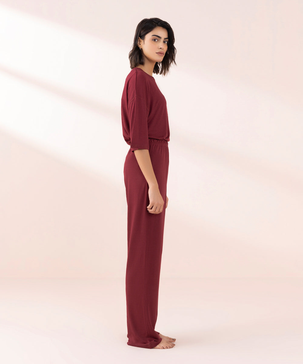 Women's Sleepwear Red Modal Trouserss