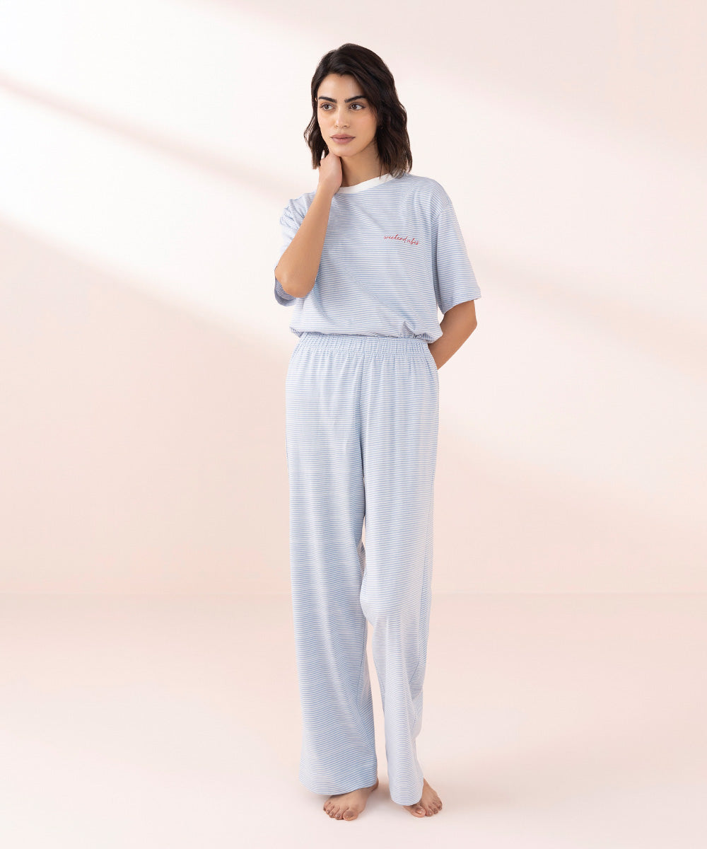 Women's Sleepwear Blue Versa Stripes Print Trousers