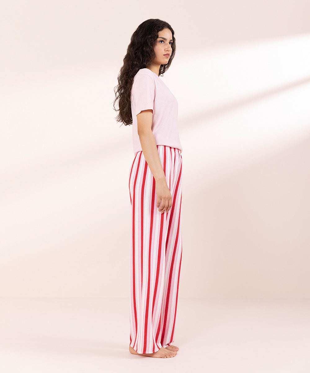 Womens Pink Sleepwear Striped Pull-On Trouser