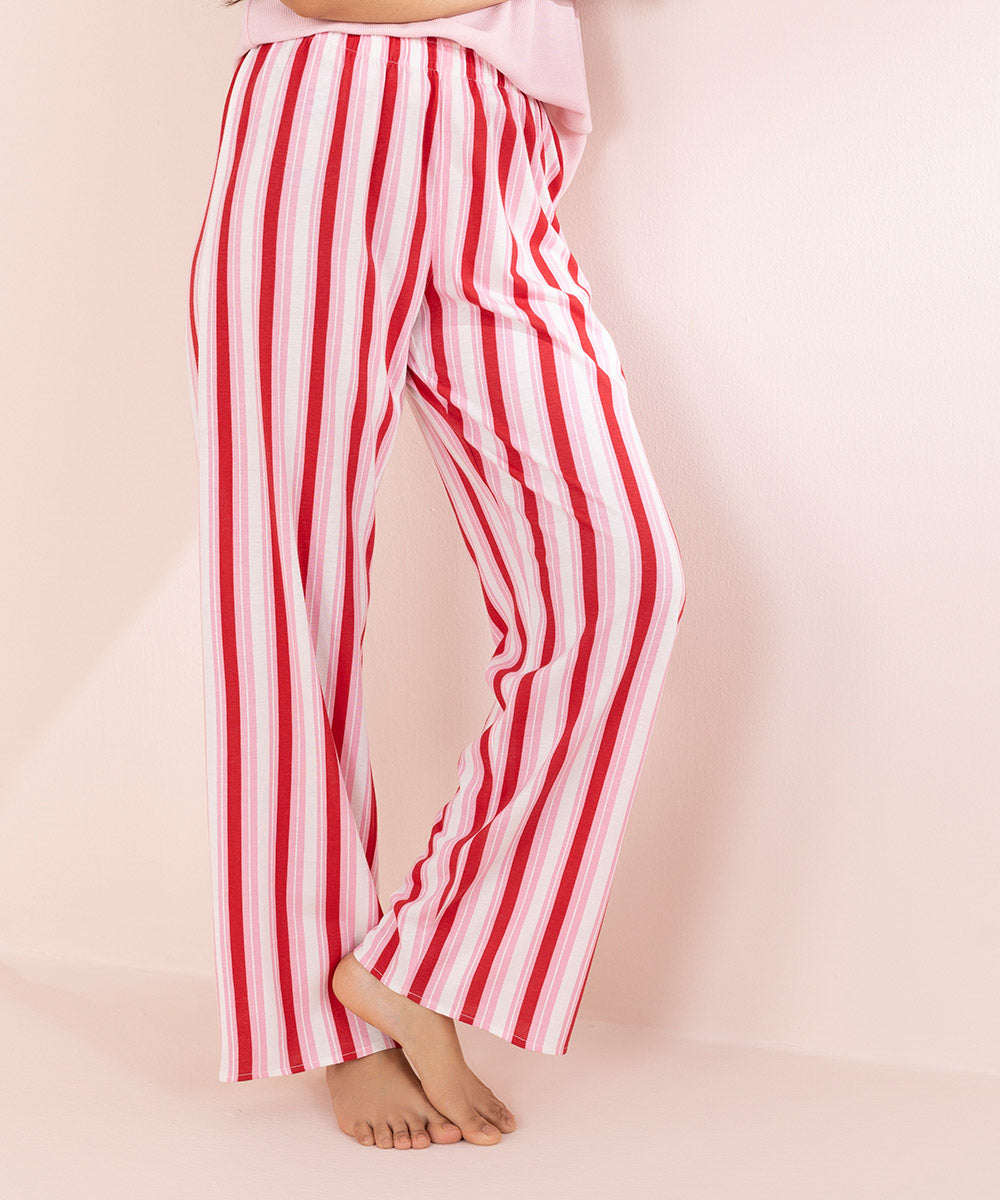 Womens Pink Sleepwear Striped Pull-On Trouser