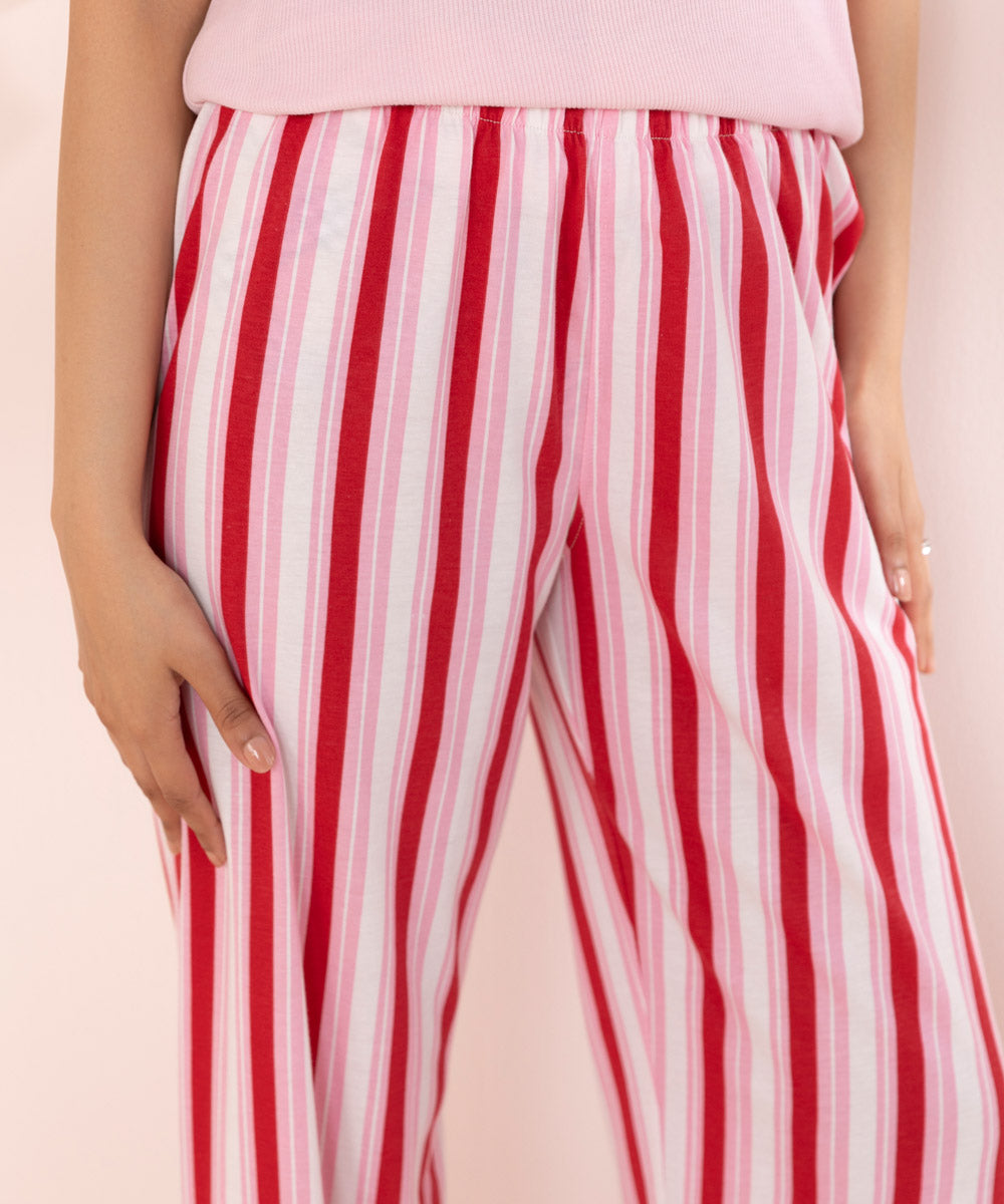 Womens Pink Sleepwear Striped Pull-On Trouser