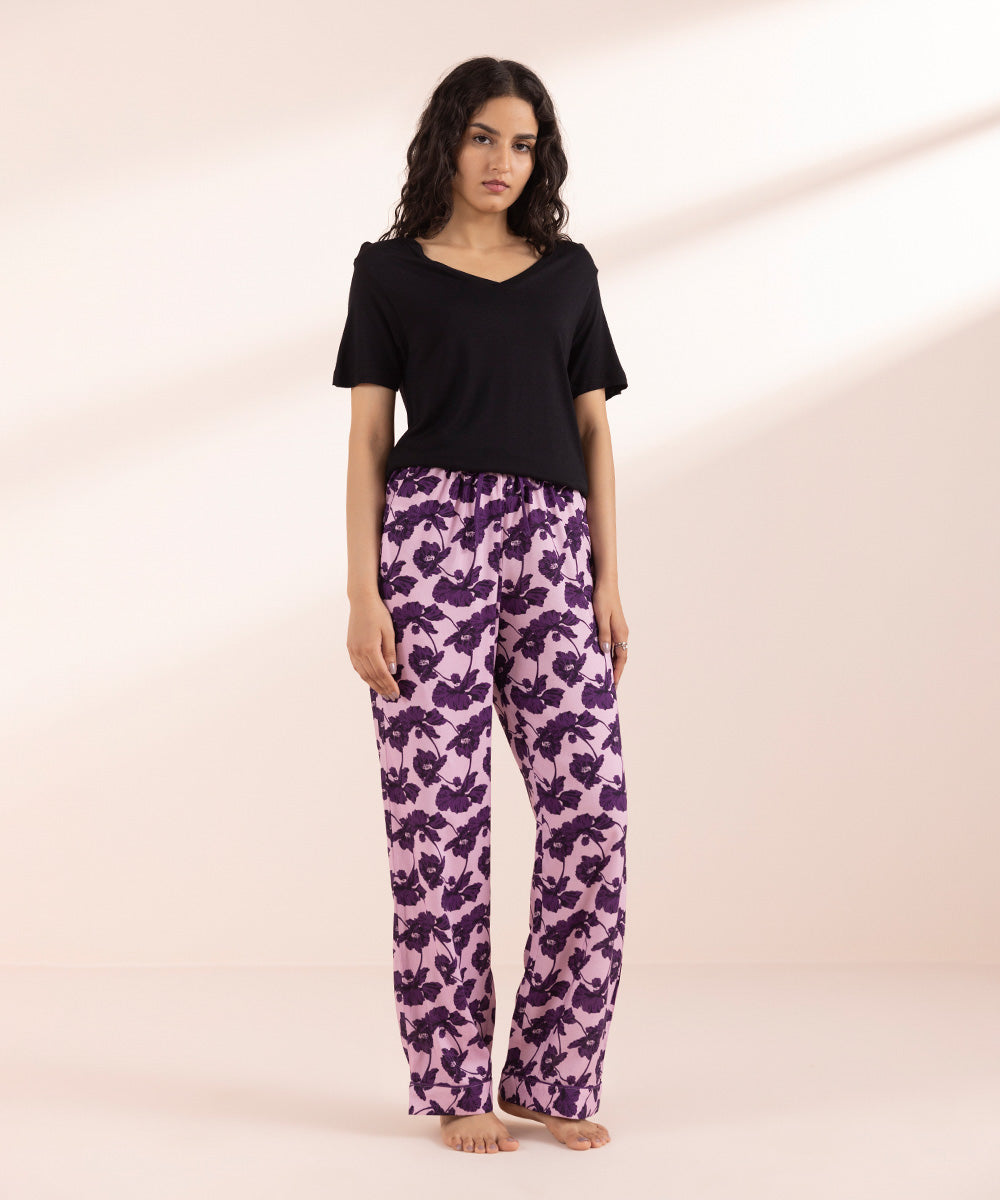 Women's Pink Floral Print Woven Trouser