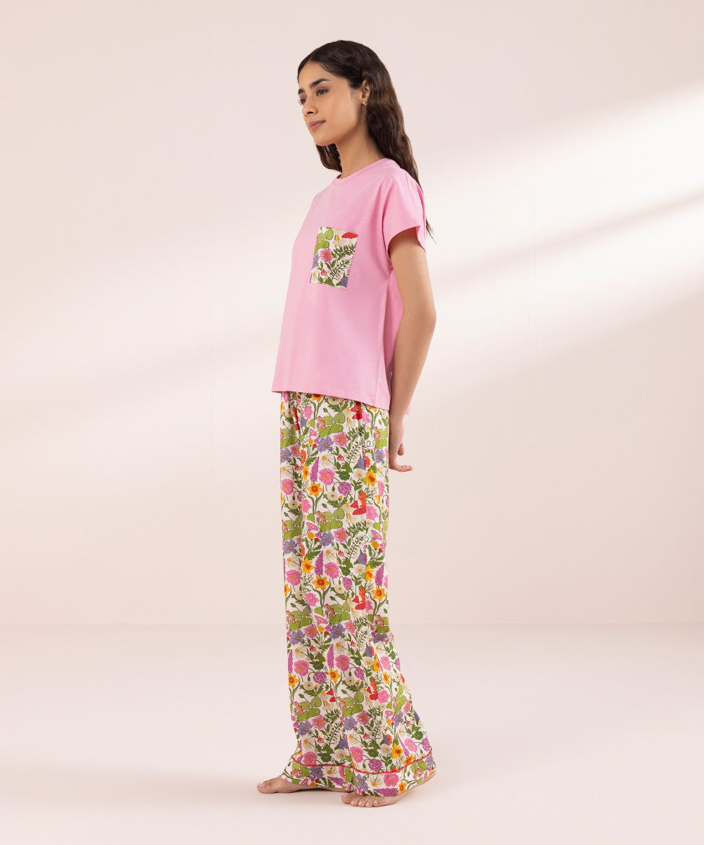 Women's Sleepwear T-shirt with Printed Pocket