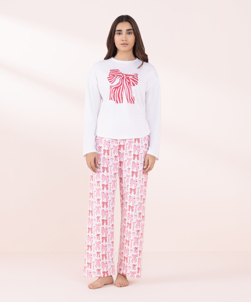 Women's Sleepwear Pink Printed Pj Set