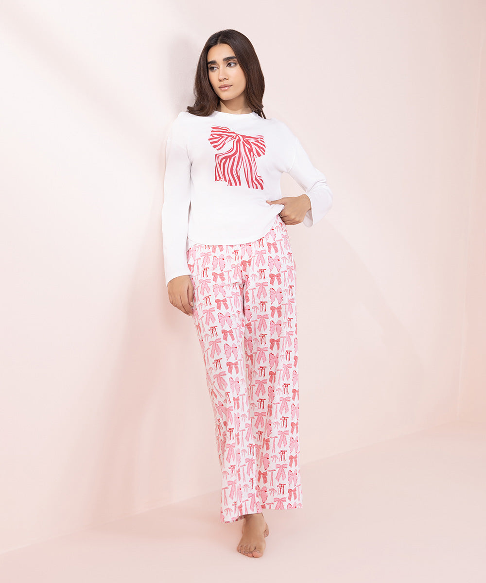 Women's Sleepwear Pink Printed Pj Set