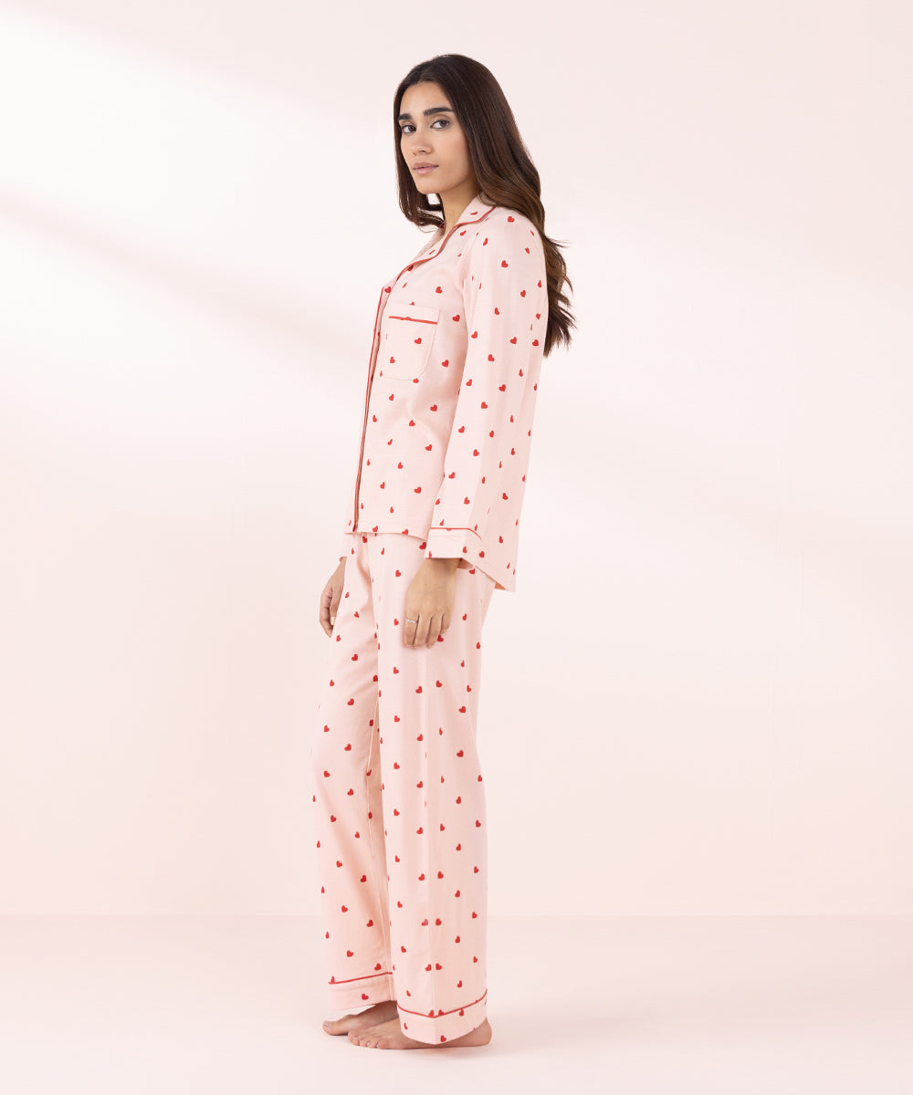 Women's Sleepwear Pink Printed Soft Pj Set