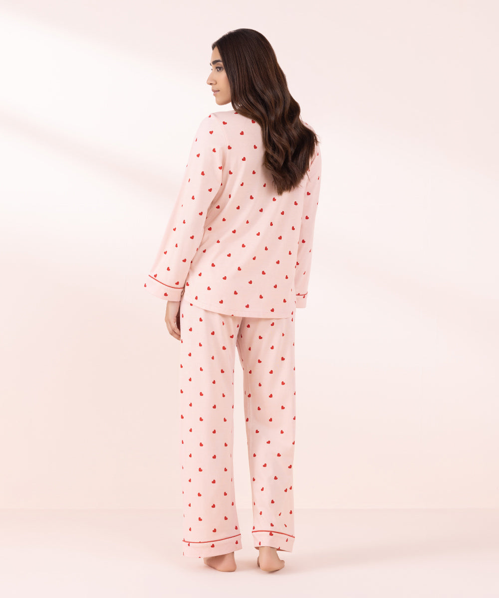 Women's Sleepwear Pink Printed Soft Pj Set