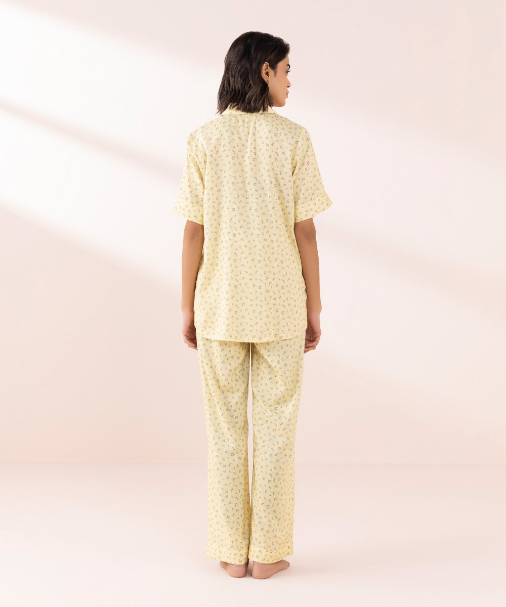 Women's Sleepwear Yellow  Ditsy Print Pj Set