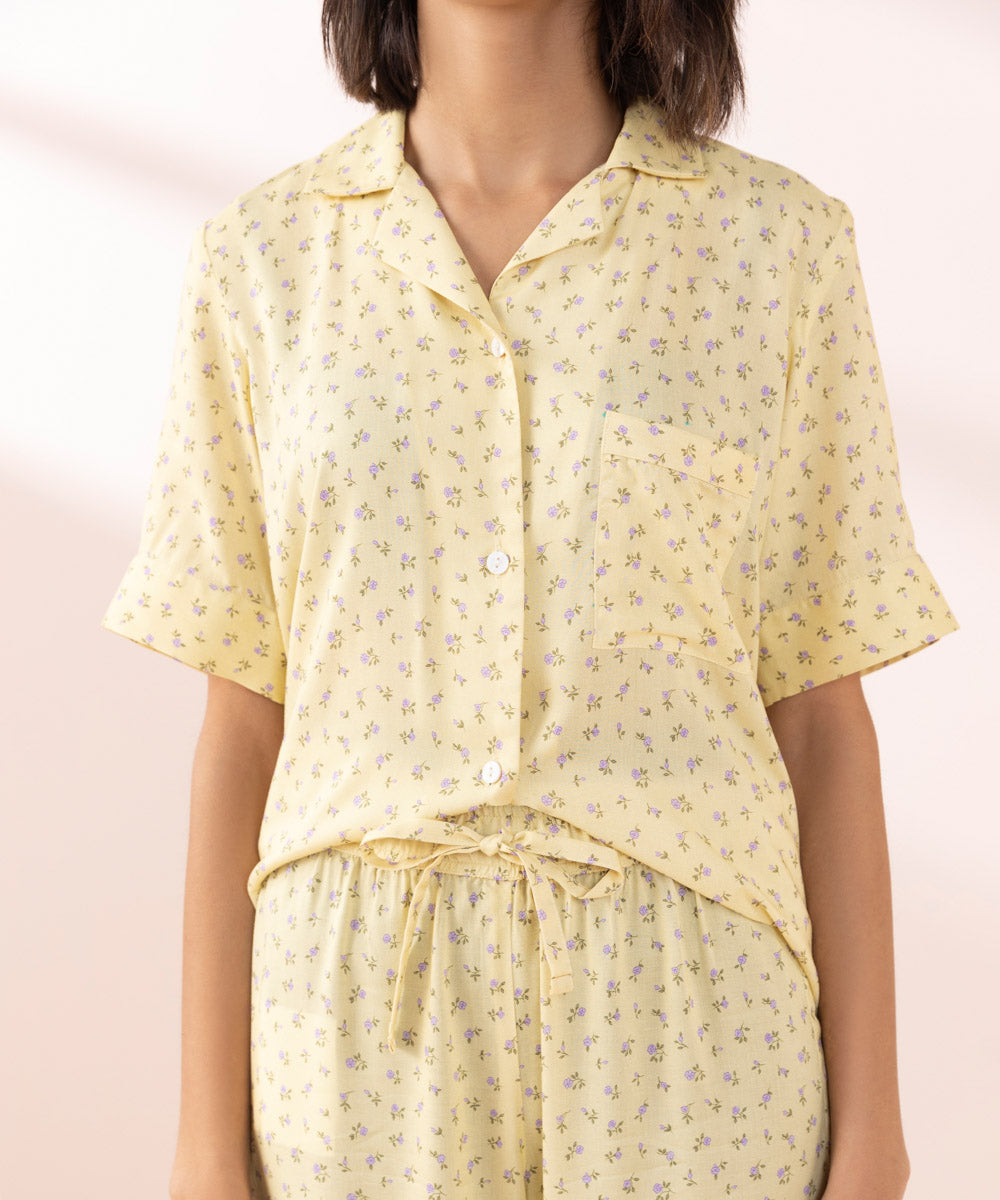 Women's Sleepwear Yellow  Ditsy Print Pj Set