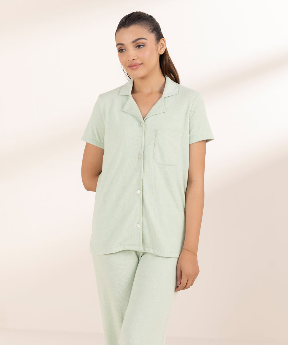 Women's Sleepwear Beige Short Sleeve Pj Set