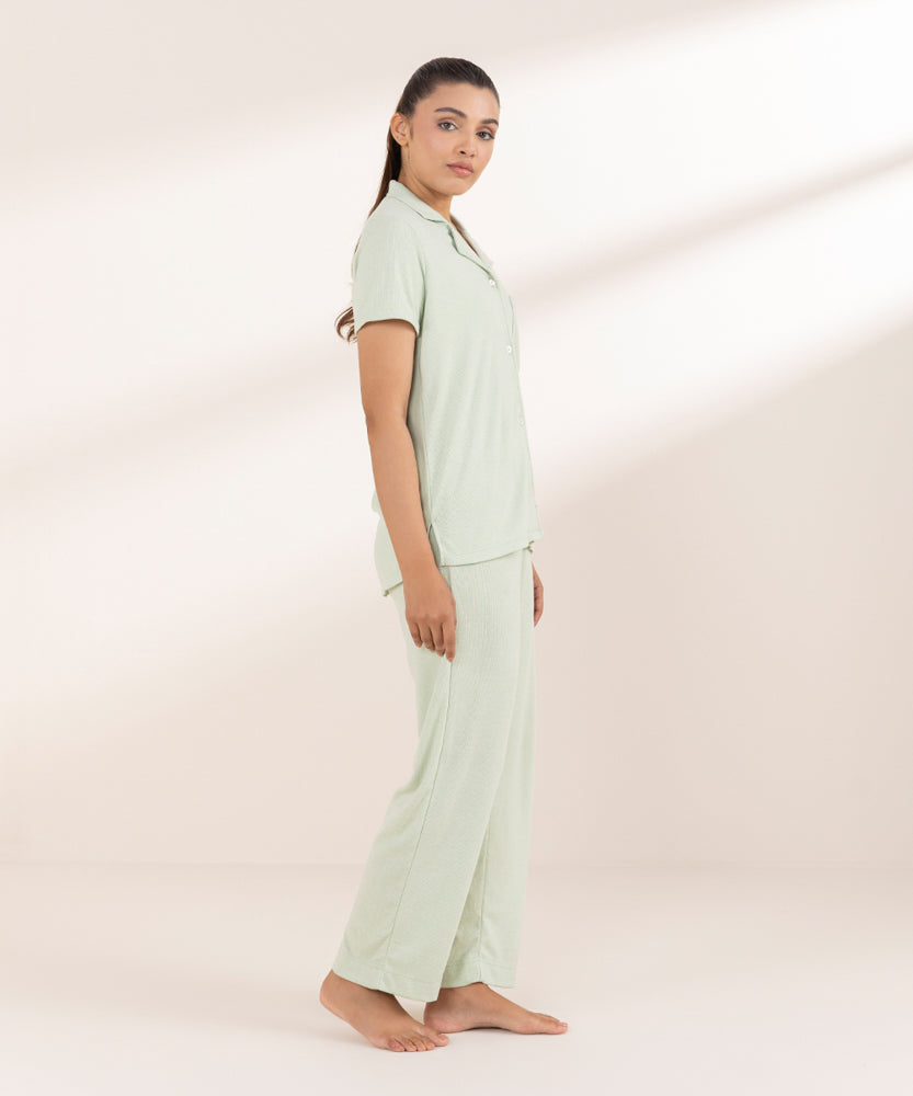 Women's Sleepwear Beige Short Sleeve Pj Set