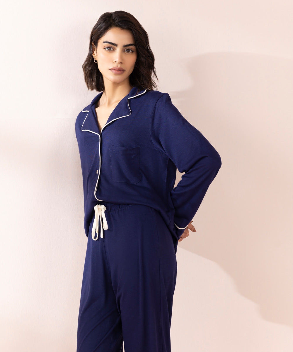 Women's Sleepwear Blue Blue Jersey Pj Set