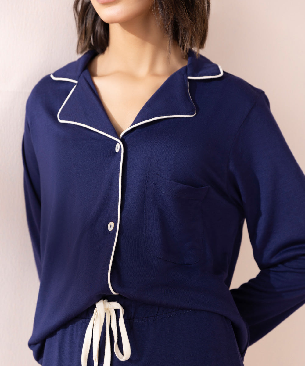 Women's Sleepwear Blue Blue Jersey Pj Set