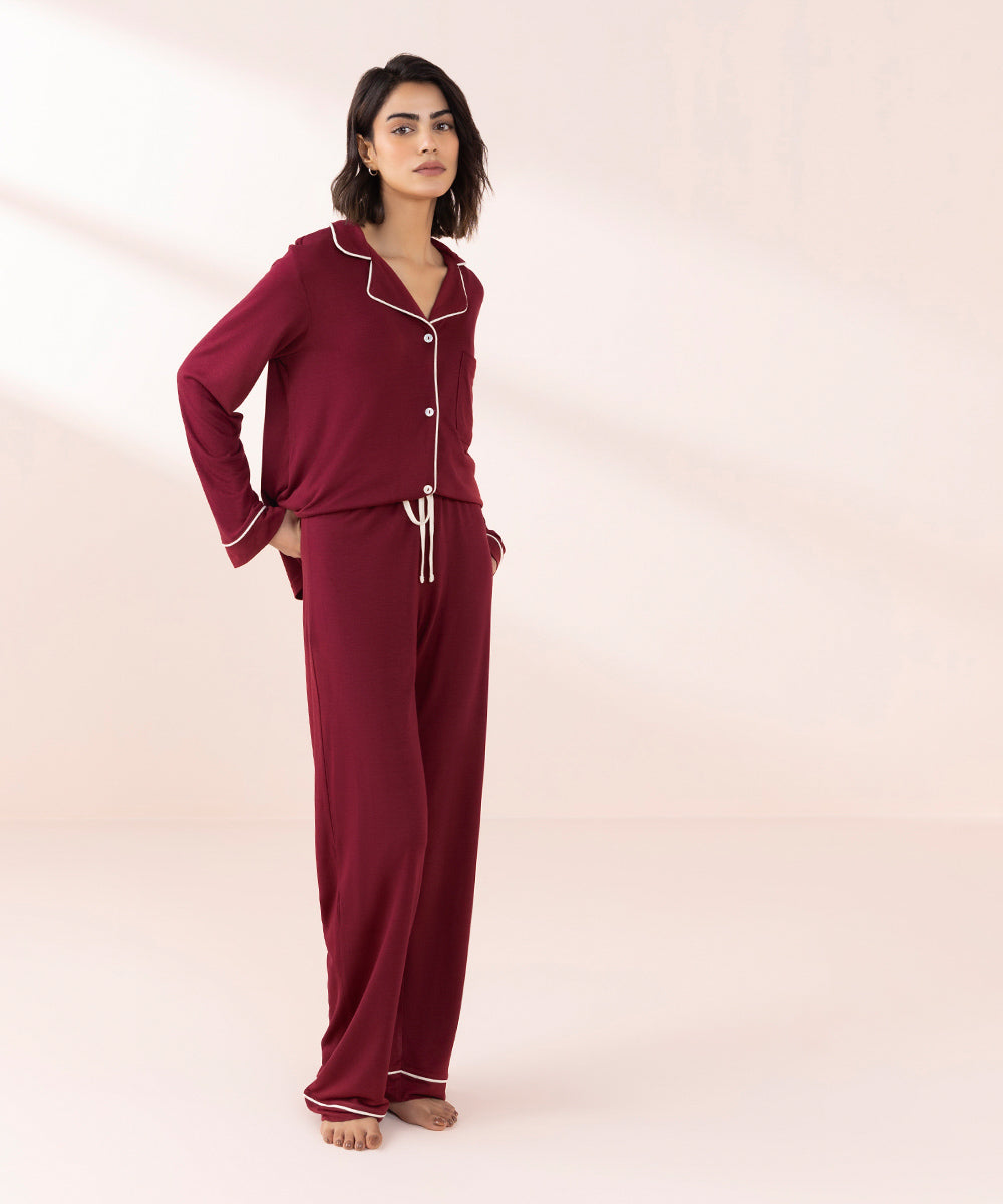 Women's Sleepwear Red Red Jersey Pj Set