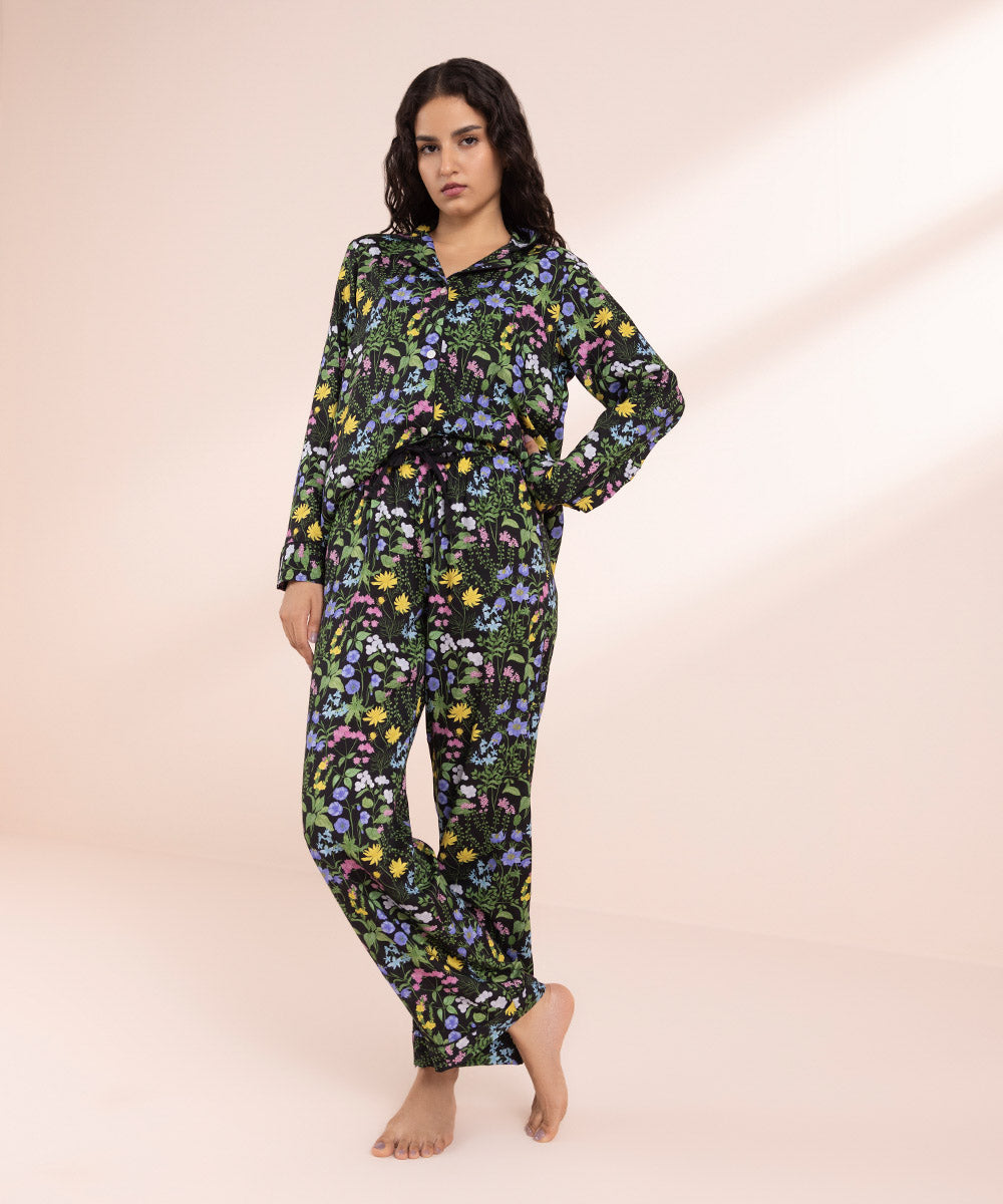 Floral Print Woven PJ Set