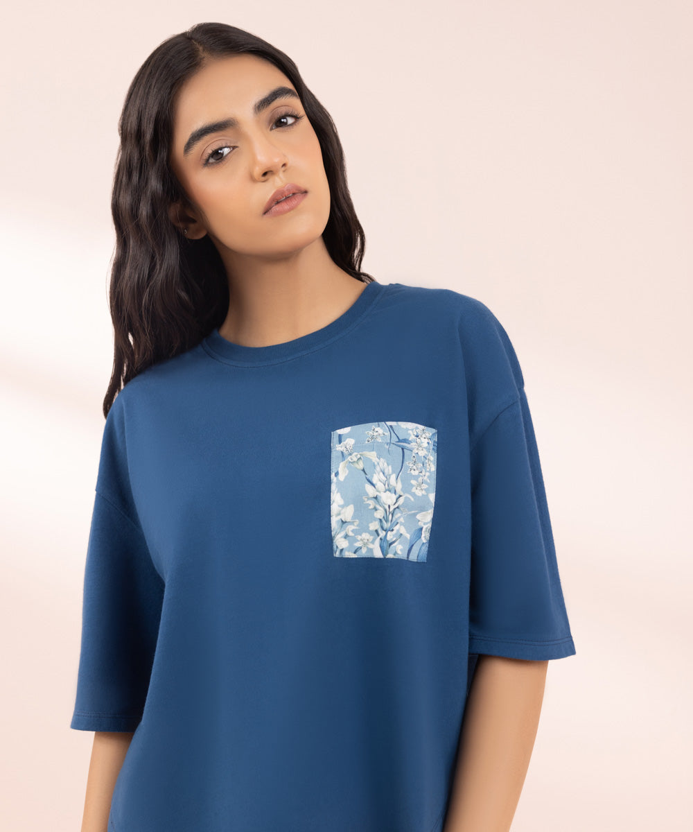 Women's Sleepwear T-Shirt With Printed Pocket