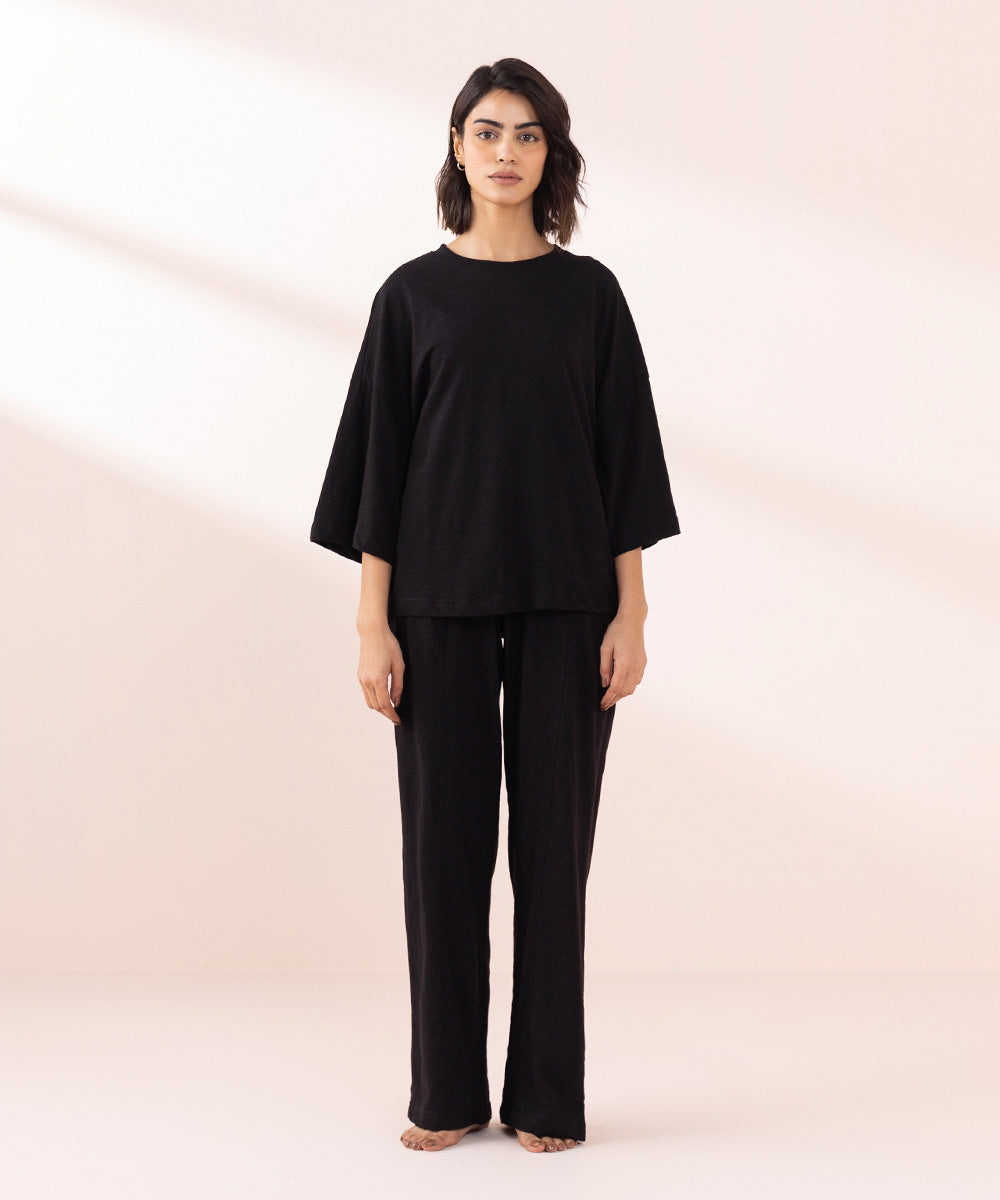 Women's Sleepwear Black  Oversized Shirt