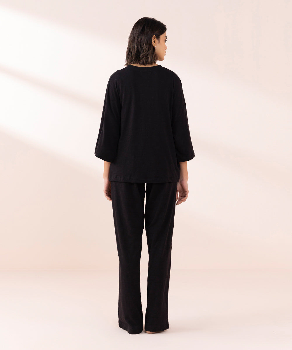 Women's Sleepwear Black  Oversized Shirt