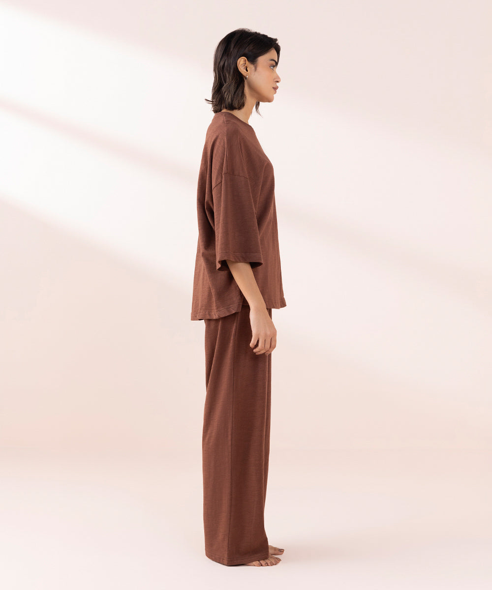 Women's Sleepwear Brown  Oversized Shirt